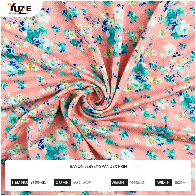 YZS15-413 রেয়ন জার্সি স্প্যানডেক্স প্রিন্ট