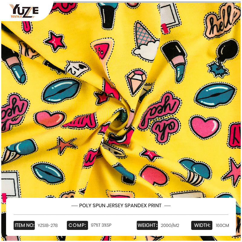 YZS18-278 পলি স্পান জার্সি স্প্যানডেক্স প্রিন্ট