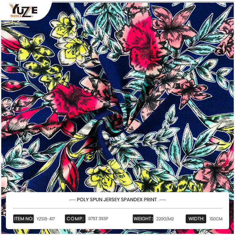 YZS18-417 পলি স্পান জার্সি স্প্যানডেক্স প্রিন্ট