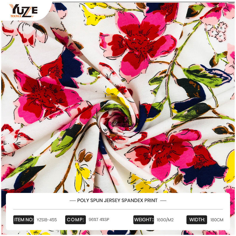 YZS18-455 পলি স্পান জার্সি স্প্যানডেক্স প্রিন্ট