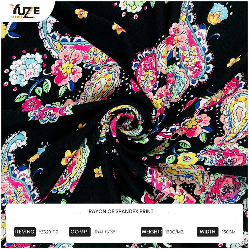 YZS20-119 রেয়ন ওই স্প্যানডেক্স প্রিন্ট